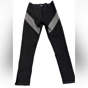 Fabletics Black Leggings with Gray Chevron Panels